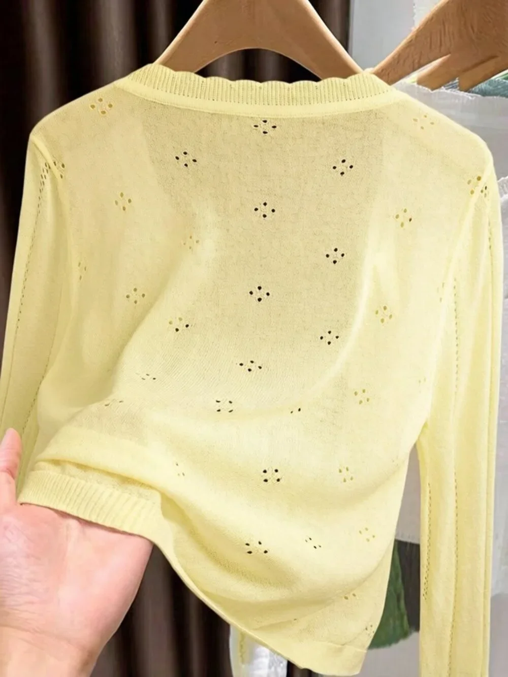Yellow Casual Women's Lightweight Knit Cardigan